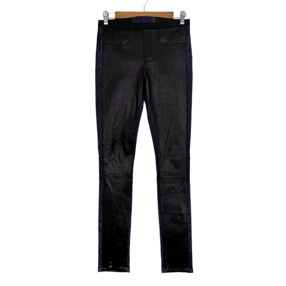 Helmut Lang Leather Panel Stretch Jeans Black Lambskin 26